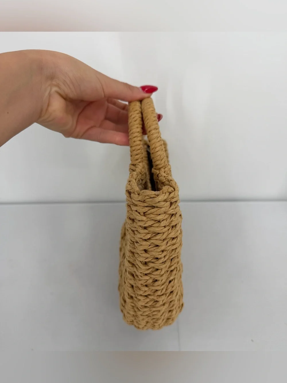 Tan Woven Straw Raffia small beach tote Crossbody Boho Resort vacation coastal